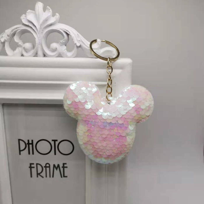 Wholesale Reflective glitter keychain pendant cartoon car keychain bag decoration