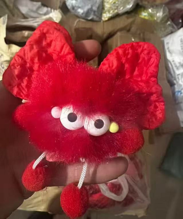 Wholesale Cute plush butterfly knot charcoal ball pendant keychain