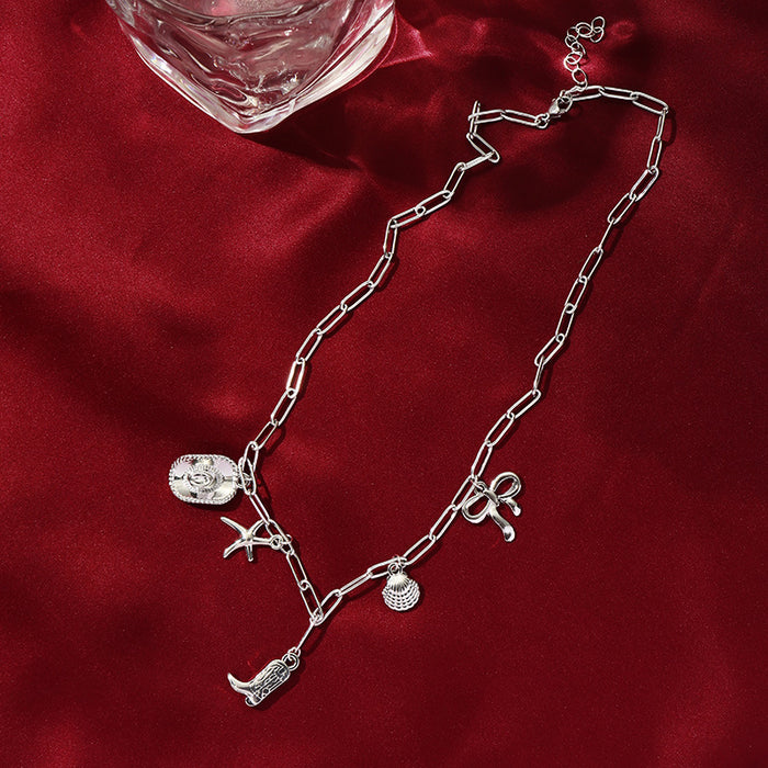 Wholesale Paperclip Bow Beach Charm Necklace