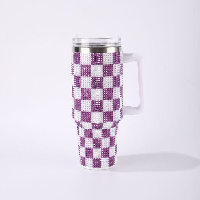 Wholesale Checkerboard Rhinestone 40oz Insulated Tumbler Stainless Steel