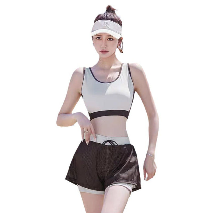 Wholesale Swimsuit Women's Split Three-piece Sports Loose Blouse Sun Protection Conservative Flesh Covering Belly Covering Hot Spring Swimsuit for Students