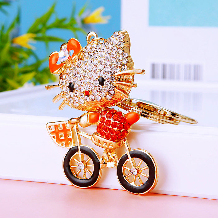 Wholesale Diamond studded bow, car keychain, metal pendant, keychain ring