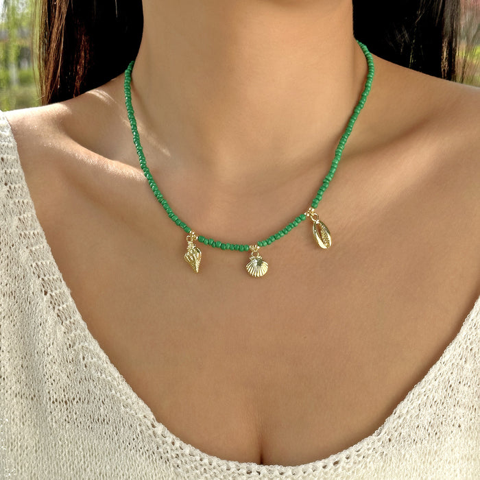 Wholesale Boho Beach Shell Pendant Necklaces Polymer Clay Beaded Choker