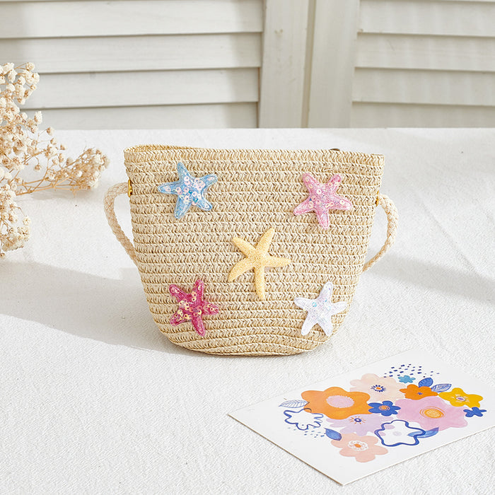 Wholesale Straw Bag for Girls Cute Solid Color Design Summer Travel Crossbody Purse