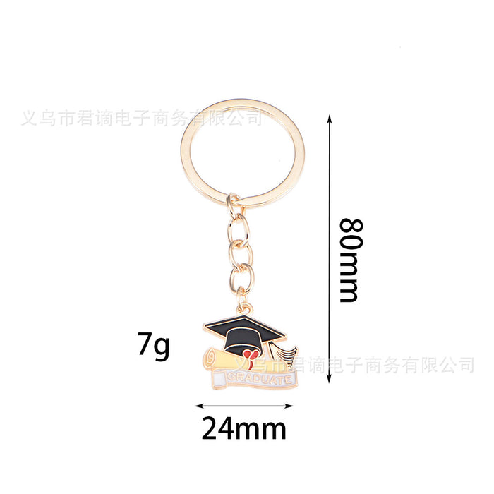 Wholesale key chain doctor cap graduation season alloy key chain student souvenir bag pendant