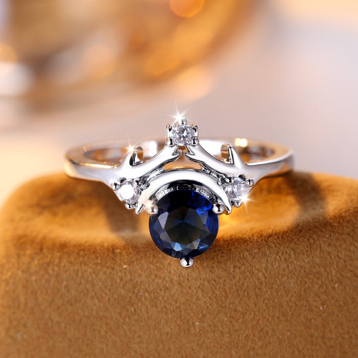 Wholesale  wish new antler blue diamond ring simple
