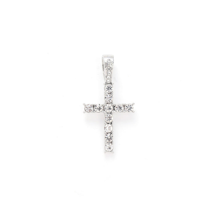 Wholesale Simple Cross Pendant Full Diamond Alloy Men's Necklace JDC-NE-QingR015