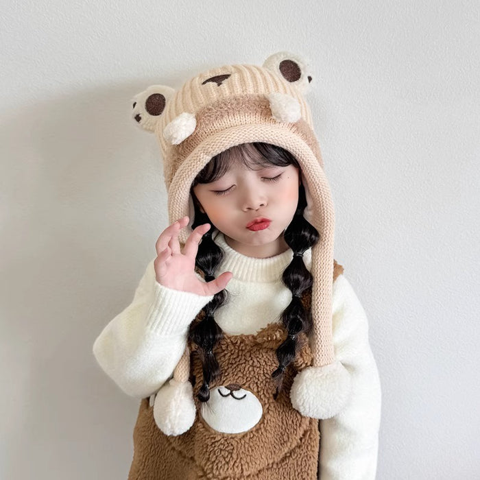 Wholesale Cute Girls Thickened Warm Children's Hat Autumn and Winter Cartoon Boy's Wool Hat Baby Ear Protection Hat