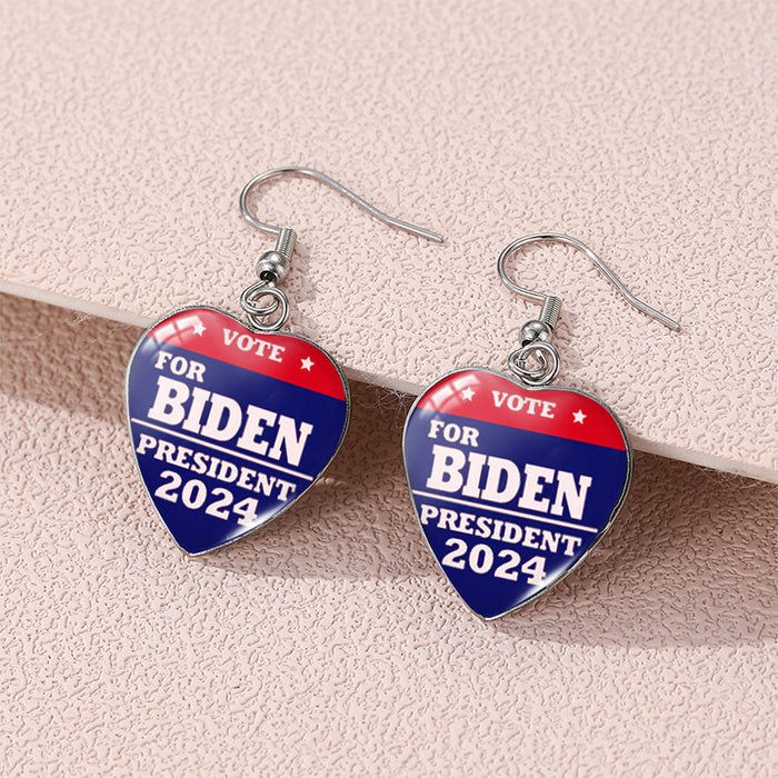 Wholesale Independence Day Stainless Steel Time Gem Love Earrings JDC-ES-KaLu005