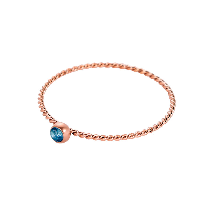 Wholesale Twisted ring with zircon ring stainless steel gold-plated birthstone twisted tail ring