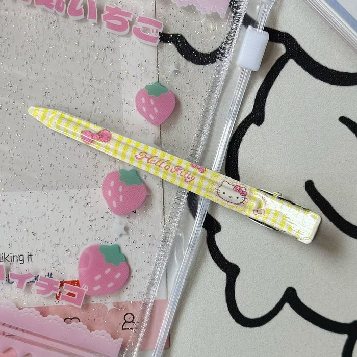 Wholesale Sweet Style Printed Plaid Cat Metal Long Hairpin Cute Girl Girl' s Duckbill Hairpin Hair Accessories