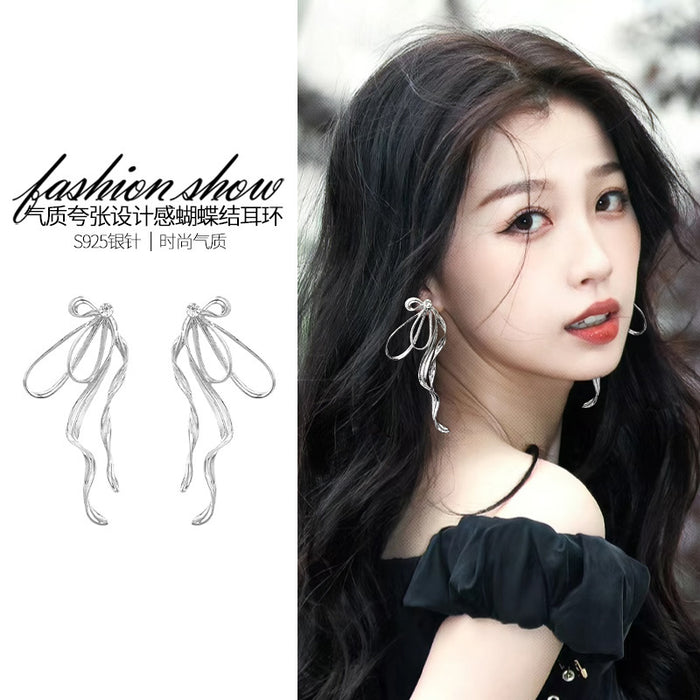 Wholesale Butterfly knot ear clip without ear hole, niche exaggerated earrings and earrings