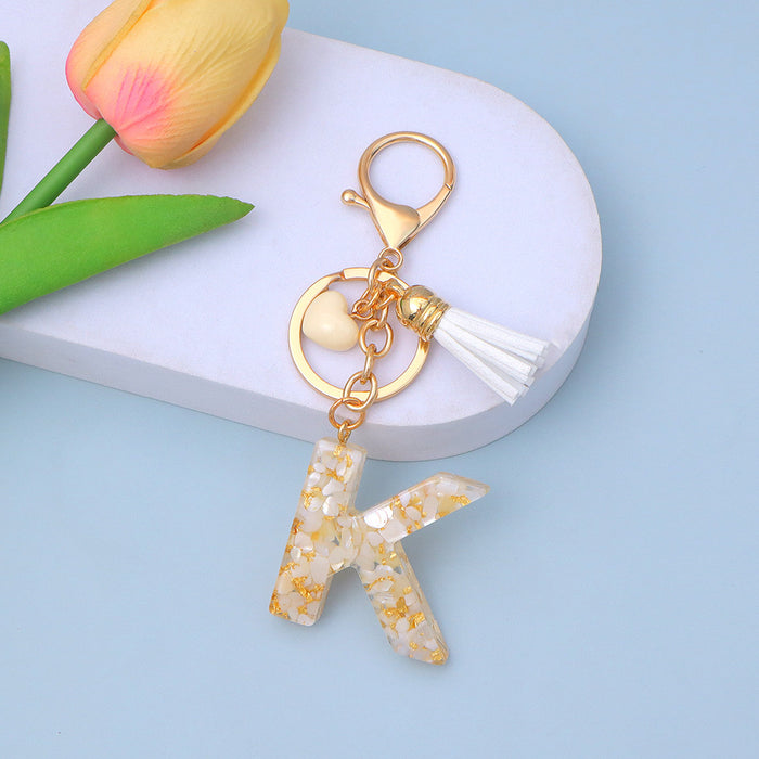 Wholesale New Gold Foil Drop Glue Letter Pendant Keychain Girl Bag Pendant Girlfriend Gift