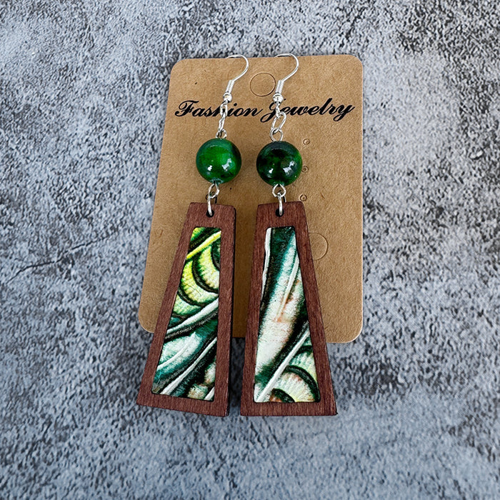 Wholesale Leather earrings vintage turquoise ing classic leopard print cowhide earrings