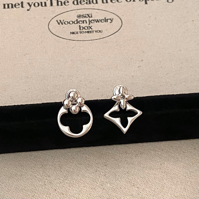 Wholesale Geometric Asymmetrical Openwork Flower Stud Earrings