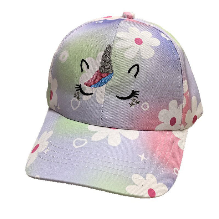 Wholesale Children's Unicorn Embroidered Baseball Hat, Cute Cartoon Duck Tongue Hat, Sunscreen and Sunshade Hat