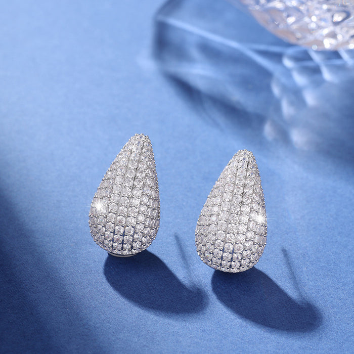 Wholesale Alloy Micro-inlaid Diamond Water Drop Earrings JDC-ES-ZhuoM001