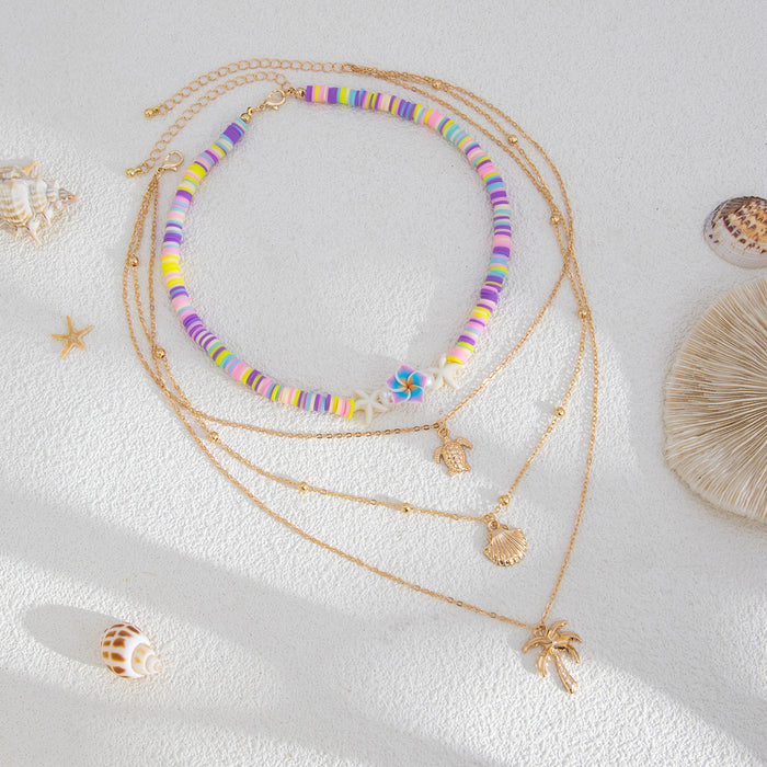 Wholesale Jewelry Fashion Ocean Style Soft Pottery Shell Pendant Necklace