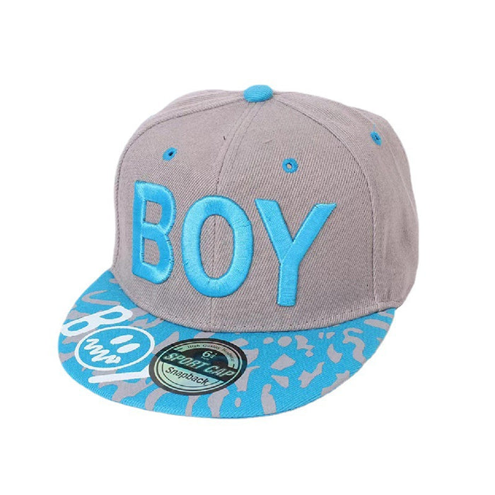 Wholesale Children's BOY letter embroidered flat brimmed hat, children's baseball cap, sun protection and sunshade hat