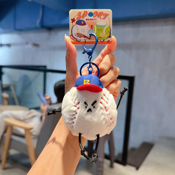 Wholesale Creative Sports Ball Plush Tennis Baseball Keychain Doll Cute Couple Car Bag Pendant Pendant