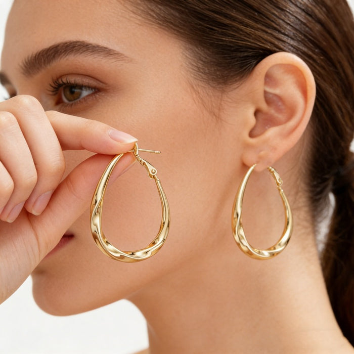 Wholesale Geometric Round Gold Hoop Earrings Trendy Jewelry Accessory MOQ≥3