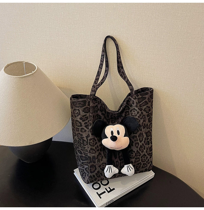 Wholesale Deer skin velvet bag popular leopard print single shoulder casual fashion commuting tote bag