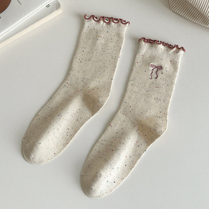 Wholesale New Socks Stacking Socks Cute Embroidered Bow Middle Socks