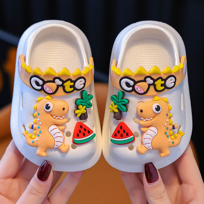 Wholesale Baby hole shoes dinosaur children's slippers indoor home non-slip