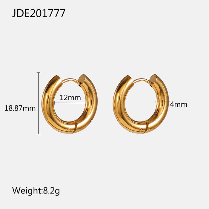 Wholesale Simple 18k Gold Plated Stainless Steel Hoop Earrings JDC-ES-JD345