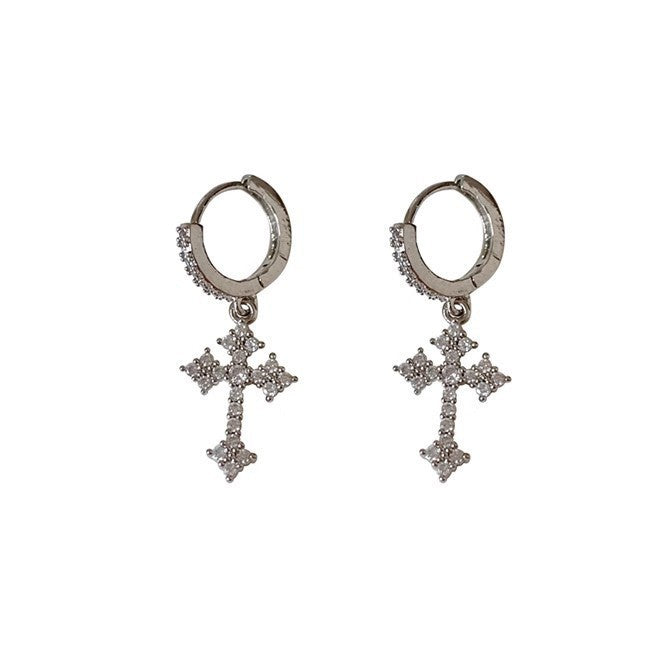 Wholesale Micro-paved zircon cross earrings