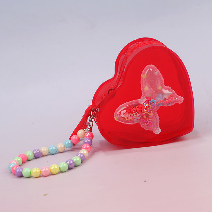 Wholesale Heart Butterfly Transparent Jelly PVC Coin Purse Stylish Fashion Accessory Gift