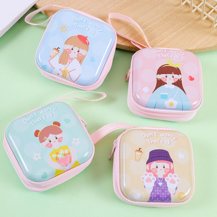 Wholesale Cartoon camera game machine tinplate square coin purse zipper headset storage bag exquisite coin storage box