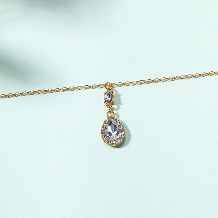 Wholesale New Jewelry Light Luxury Alloy Diamond Pendant Elegant Design Zircon Necklace Clavicle Chain