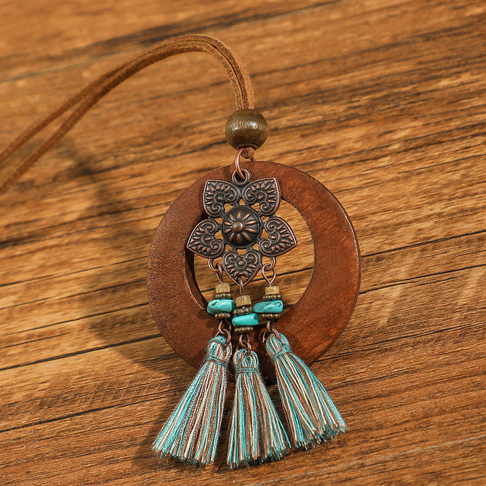 Wholesale Ethnic Literary Retro Tassel Flower Shell Necklace Fashion Accessory Gift MOQ≥2