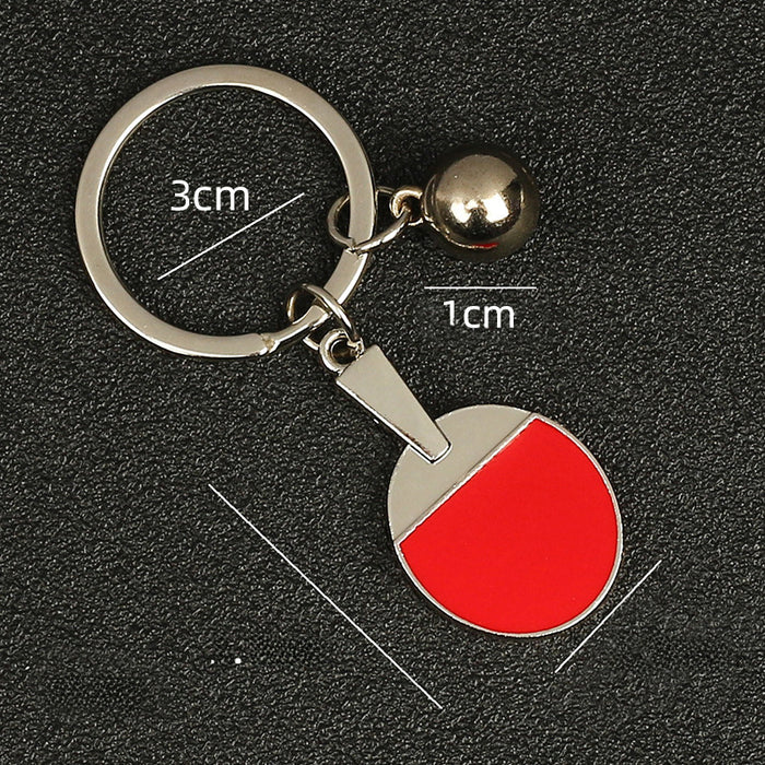 Wholesale Table tennis racket keychain, badminton tennis keychain, metal baked paint pendant, gift