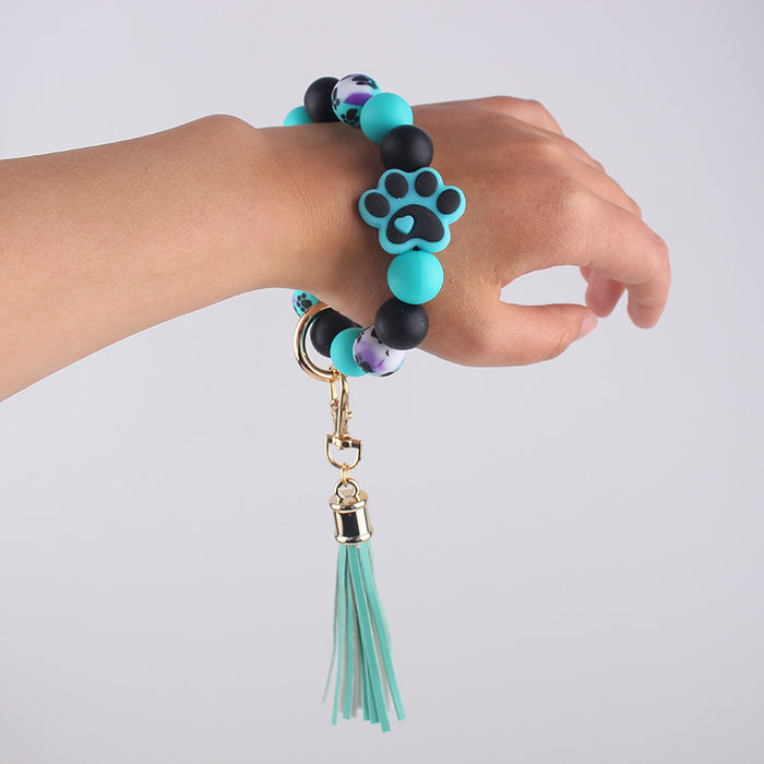 Wholesale Silicone Dog Paw Print Keychain Bracelet Bracelet Wallet Keychain Pendant