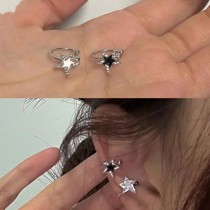 Wholesale 925 Silver Irregular Five-pointed Star Earrings and Ear Clips JDC-ES- XiangDuan002