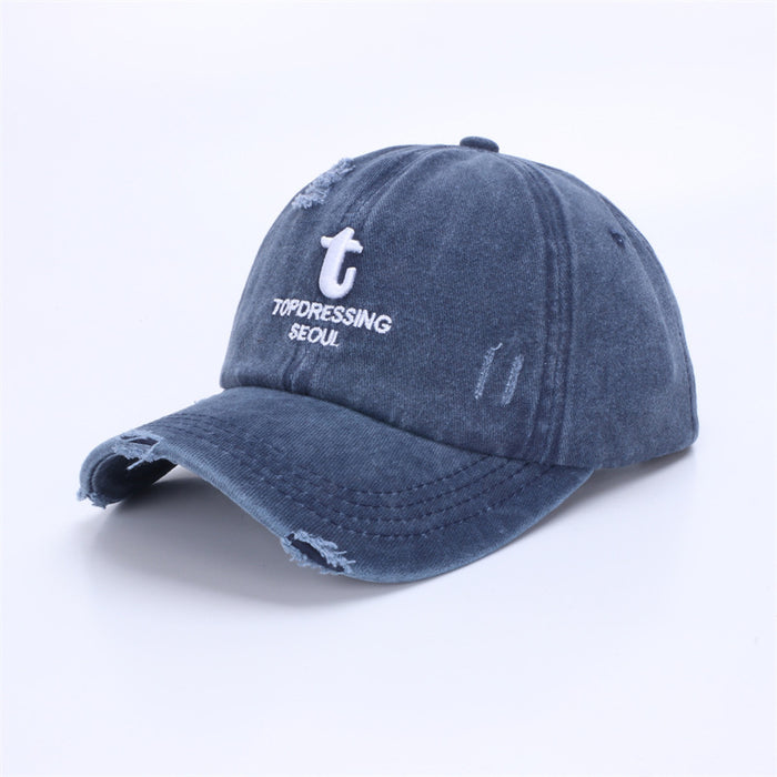 Wholesale New baseball cap, personalized, perforated, vintage sun hat, embroidered duckbill cap for spring and summer