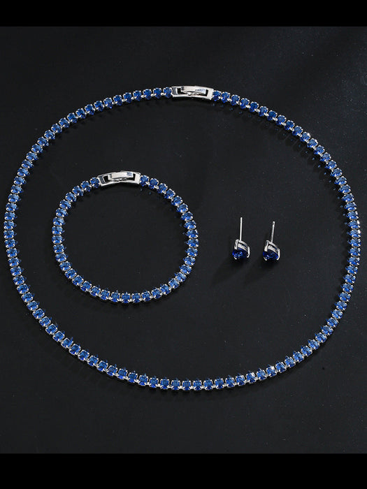 Wholesale Three Piece Accessories Fashion Classic Water Drop Zircon Necklace Earrings Bracelet