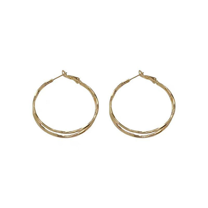 Wholesale Double Layer Large Circle Metal Earrings JDC-ES-YuHang008