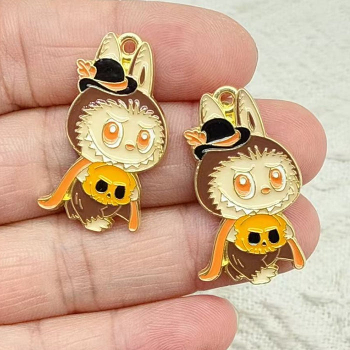 Wholesale 10pcs Cartoon DIY Oil Drip Alloy Necklace Keychain  Earrings Pendant