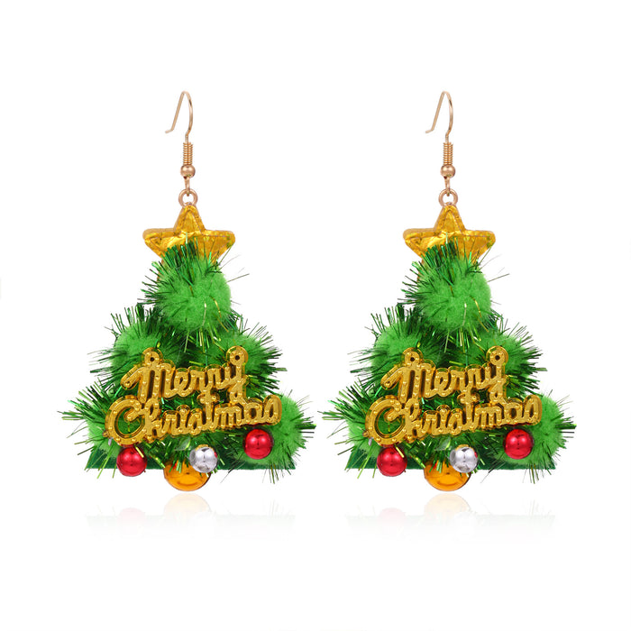 Wholesale 3pcs Christmas Series Christmas Tree Grass Ring Bell Gingerbread Man Zinc Alloy Earrings JDC-ES-BinL011