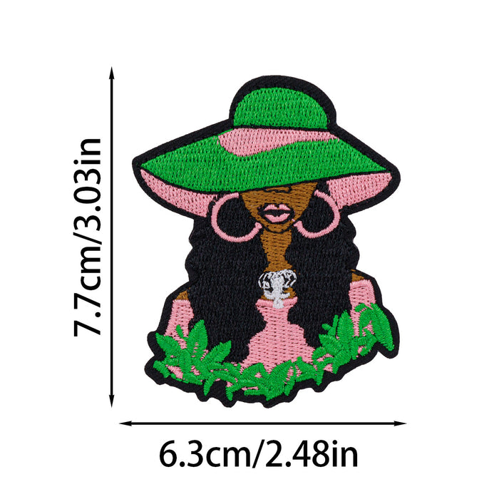 Wholesale Black Girl Embroidered Cloth DIY Patches