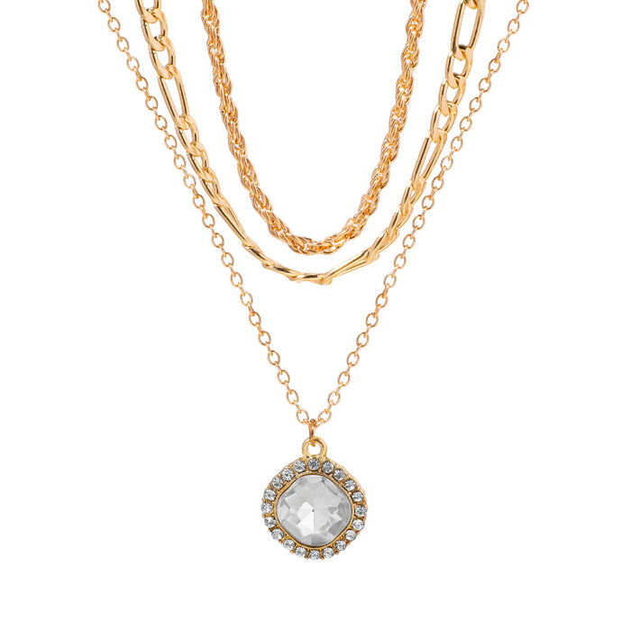 Wholesale New gold-plated crystal pendant necklace, fashionable butterfly sweater chain, light luxury style collarbone chain