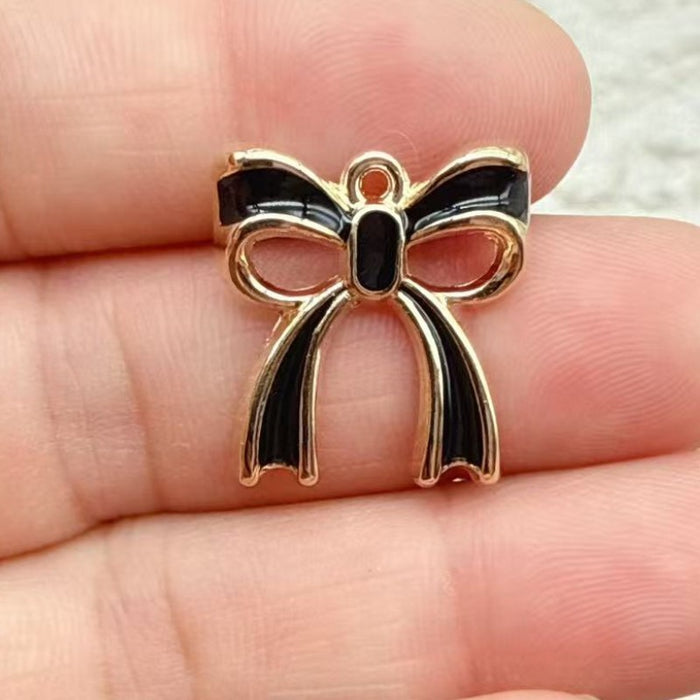 Wholesale 10pcs 3D Bow Tie DIY Alloy Enamel Accessories Keychain Necklace Pendantace Pendant