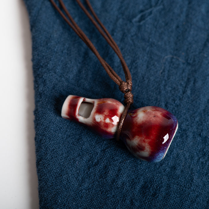 Wholesale Hulu whistle three-dimensional small whistle necklace small pendant ceramic whistle sweater chain necklace pendant