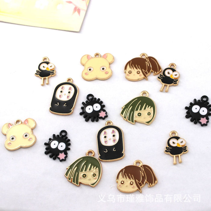 Wholesale 10pcs  Cartoon Faceless Men' s Small Coal Ball Accessories Accessories Earrings Earrings Necklace Pendant diy Oil Dropping Alloy