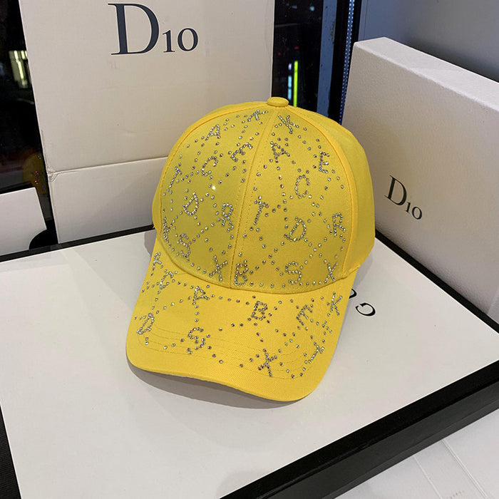 Wholesale New diamond studded hat, casual letter baseball cap, sun protection, duckbill cap