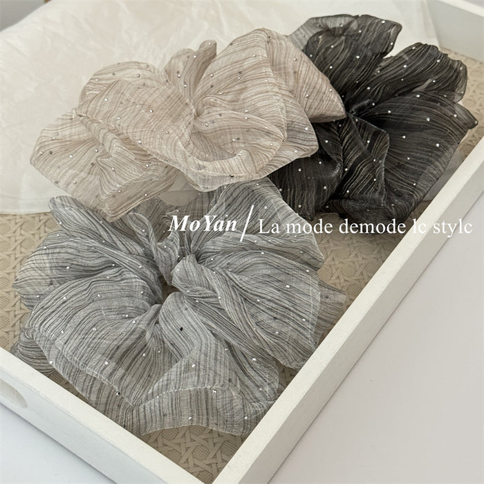 Wholesale drilling large intestine hair ring female high sense striped head rope hair rope