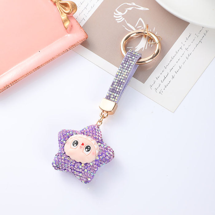 Wholesale Cute Car Keychain with Cross-Border Diamond Inlay